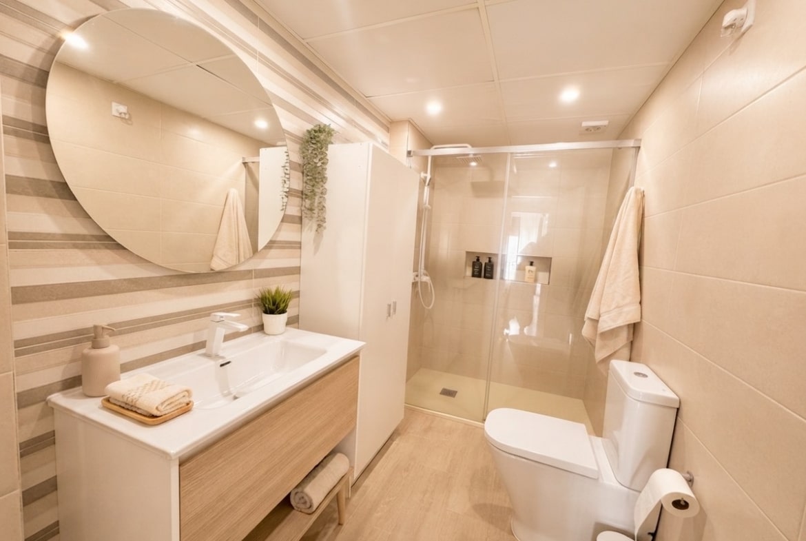 Baño completo reformado con plato de ducha
