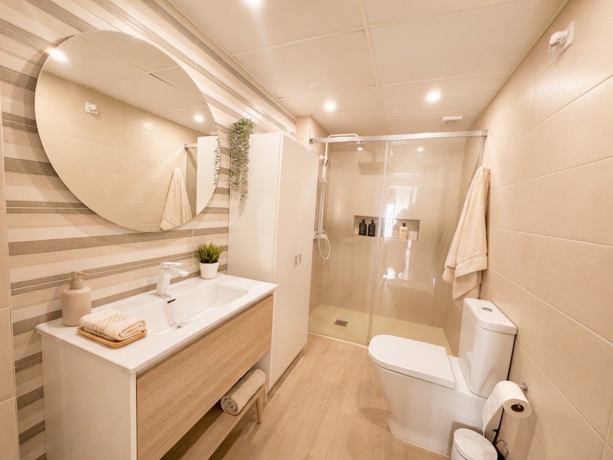 Baño completo reformado con plato de ducha